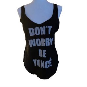 Don’t Worry Black / White Tank Top Sz M